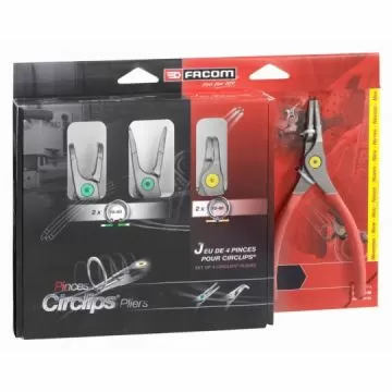 JEU DE 4 PINCES CIRCLIPS INT/EXT, BECS COUDES ET DROITS 18 à 60MM FACOM | PCJ4PB